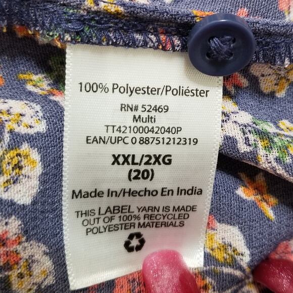 Time & Tru Multicolor Floral Print Long Sleeve Casual Dress Tired Ruffle Sz XXL - Picture 8 of 9